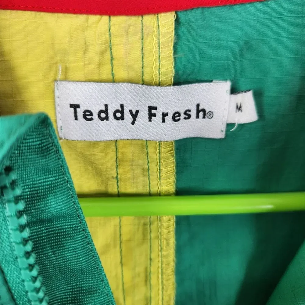 RARE Teddy Fresh 1/2 Zip Long Sleeve Colorblock Windbreaker Pullover Jacket M